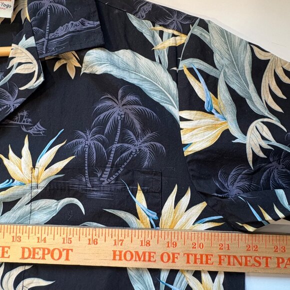 Vintage Hawaiian Togs Men’s Black Floral Short Sleeve Button-Up Shirt Med Top - Picture 6 of 7